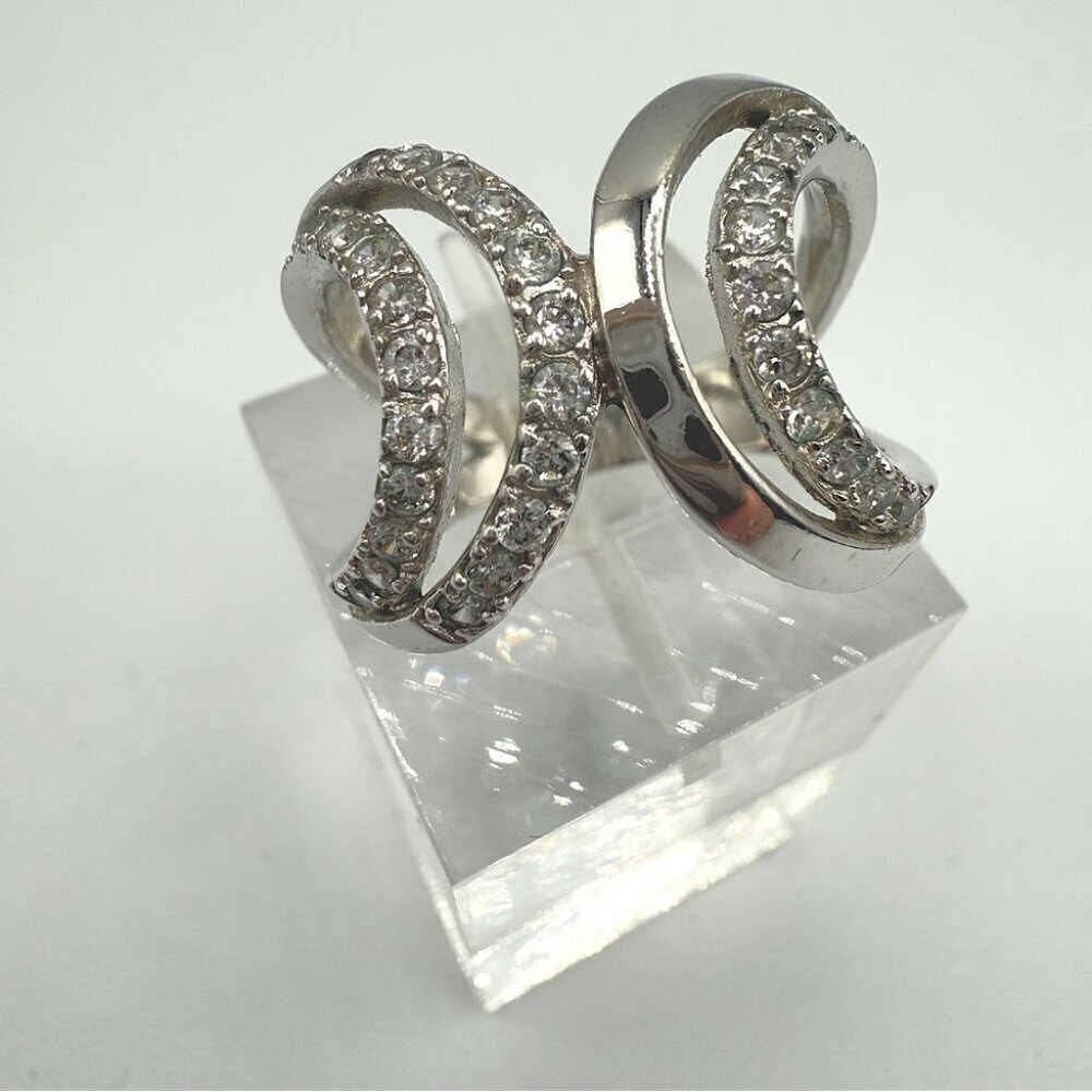 Ring 'Embrace' Infinity Style with CZ studded band Size 8